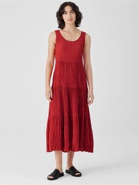 crushed silk habutai tiered dress Eileen Fisher Crushed Silk Habutai Tiered Skirt In Cassis - 50% Off